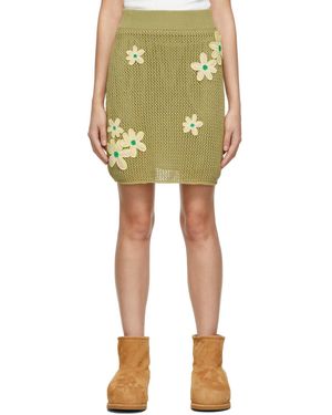 SJYP Green Motif Embroidery Mini Skirt - Yellow