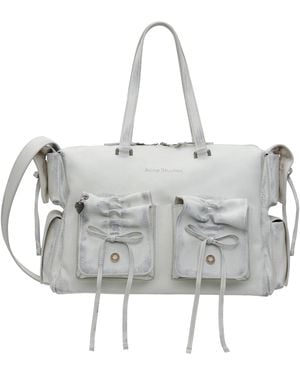 Acne Studios ホワイト＆グレー マルチポケット トートバッグ - メタリック