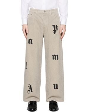 Palm Angels Bull Logo Patch Jeans - Natural