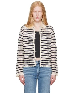 Rag & Bone Khloe Striped Open-Knit Cardigan - Black