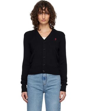 Ami Paris Wool Ami De Coeur Cardigan - Black