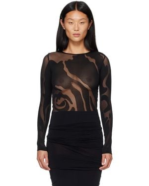 Wolford Rose Shadow String Bodysuit - Black