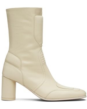 MM6 by Maison Margiela Off- Biker Ankle Boots - Natural