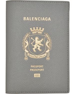 Balenciaga Logo Passport Holder - Grey