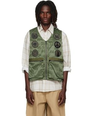 Needles Khaki Papillon Jacquard Radio Vest - Green
