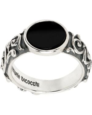 Emanuele Bicocchi Arabesque Onyx Chevalier Ring - Metallic