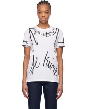 Balmain ホワイト Je T'Aime 半袖 プリントTシャツ - ブラック