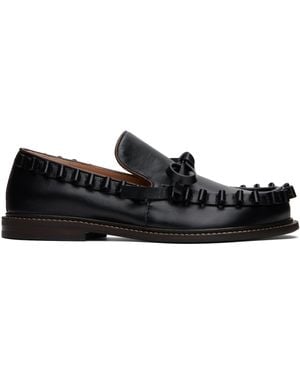 JW Anderson Ruffle Leather Slip-On Loafers - Black