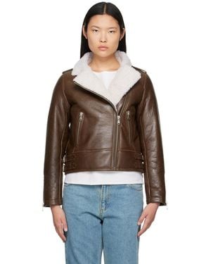 Meteo by Yves Salomon Zip Leather Jacket - Brown