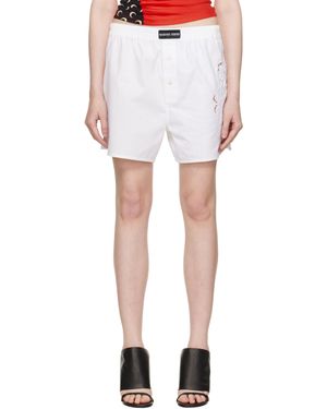 Marine Serre Upcycled Linen Shorts in White | Lyst
