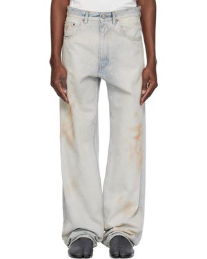 MM6 by Maison Martin Margiela ブルー ファイブポケット ジーンズ - ホワイト