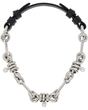 Simone Rocha Bridle Stacked Link Faux-Pearl Chain Necklace - Metallic