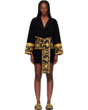 Versace 'I Heart Baroque' Short Bathrobe - Black