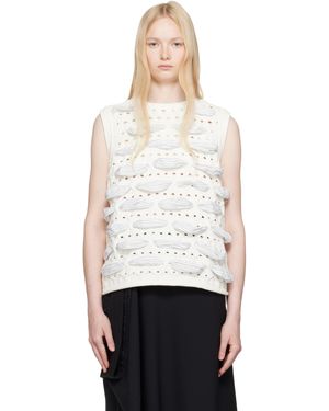 Adererror Gilet Product. 58 Blanc En Tricot - Noir