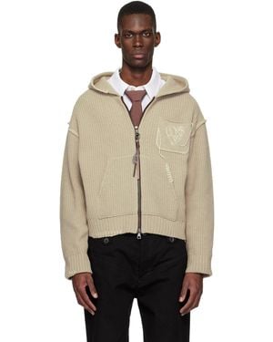 ANDERSSON BELL Heart Logo Zip-Up Hoodie - Natural