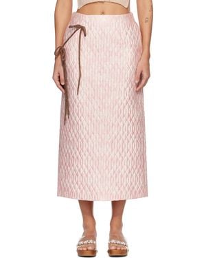 Simone Rocha Quilted Offset Pencil Midi Skirt - Pink