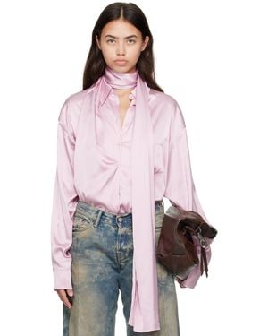 Acne Studios ピンク レイヤード サテン ブラウス