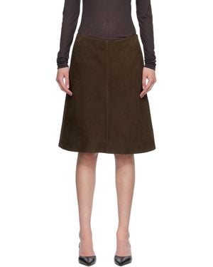 TOTEME A-line Suede Midi Skirt - Black