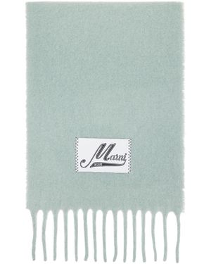 Marni ーン ブラッシュド アルパカ ロゴ マフラー - グリーン