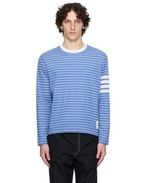 Thom Browne Milano 4-Bar Long Sleeve T-Shirt - Blue