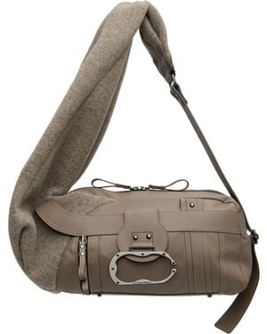 OTTOLINGER Taupe Neoprene Wool Leather Bag - Grey