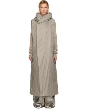 Rick Owens Taupe Concordians Hooded Liner Coat - Black