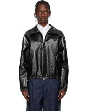 Courreges Vinyl Zipped Bomber Jacket - Black