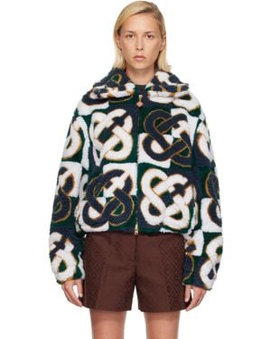 CASABLANCA Check Monogram Fleece Jacket - Black