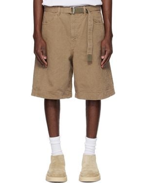 Sacai ベージュ ベルト デニムショートパンツ - ナチュラル