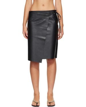 St. Agni Leather Everyday Wrap Midi Skirt - Black