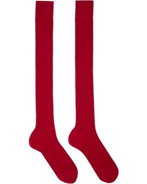 Jil Sander Ribbed Wool Socks - Red