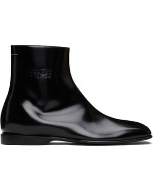 MM6 by Maison Margiela Leather Ankle Boots - Black