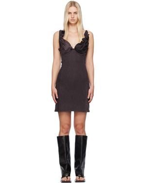 Y. Project Plunging Neck Denim Minidress - Black