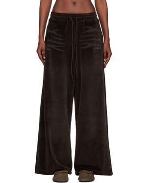 OPEN YY ブラウン ベロア ワイドラウンジパンツ - ブラック
