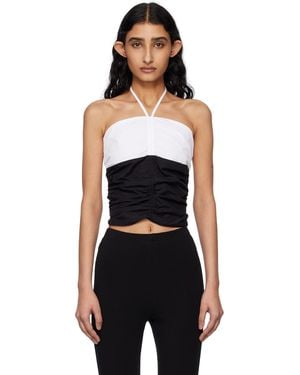 Kijun Haut Bouillonné Noir Et Blanc Cassé À Corsage Bain De Soleil