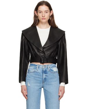FRAME Blouson Écourté Noir En Cuir