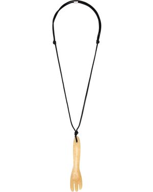 Lemaire Aragonite Gua Sha Fork Necklace - Black