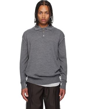 SONIA CARRASCO Knit Double Collar Polo - Black