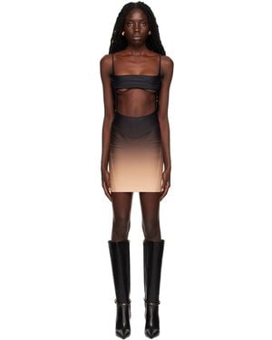 Mugler Black & Brown Dégradé Minidress