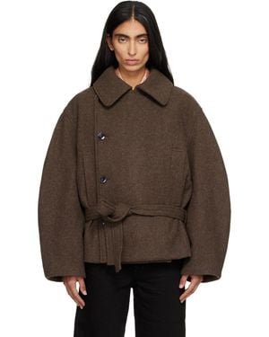 Lemaire Short Wrap Coat - Brown