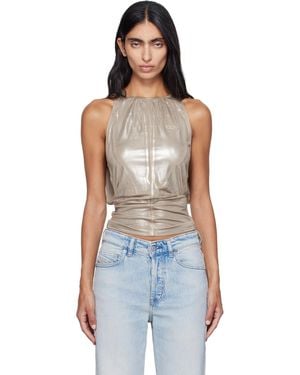 DIESEL Taupe T-Dyvyny Top - Blue