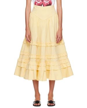 Ganni Cotton Maxi Skirt - Yellow