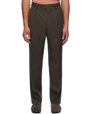 AURALEE Taupe Light Wool Max Gabardine Two-Tuck Trousers in