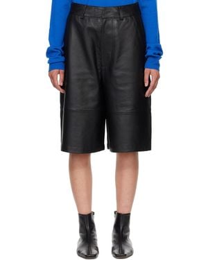 Frankie Shop Bermuda Olivia Noir En Cuir - Bleu