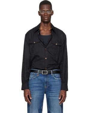Versace Jacquard Cotton-Poplin Shirt - Black