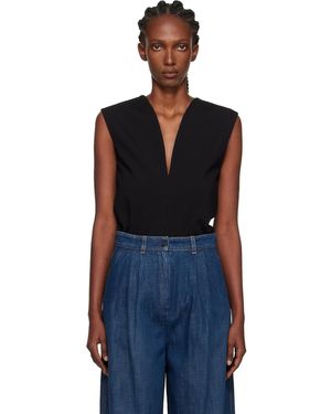 Lanvin Jersey Plunging Neckline Top - Black