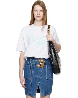 Balmain Boxy Paris' Brush Print T-Shirt - White
