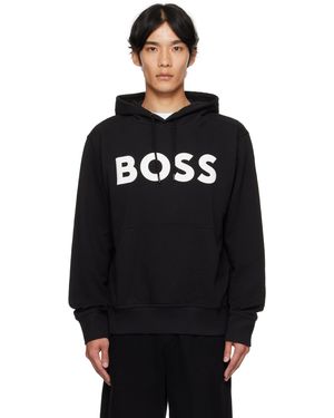 BOSS Pull À Capuche Décontracté Noir À Gros Logo