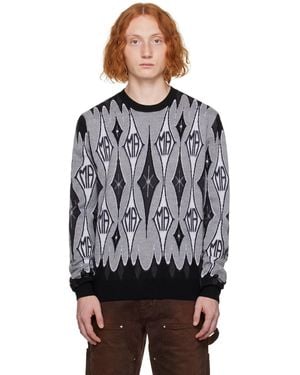 Amiri ブラック＆グレー ジャカード セーター