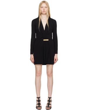 Tom Ford Robe De Soirée Courte Noire À Col En V Et À Manches Longues